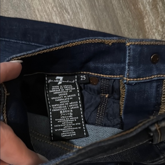 7 for all mankind Blue Skinny Jeans with Tapered Leg and Faded Look - Picture 5 of 7